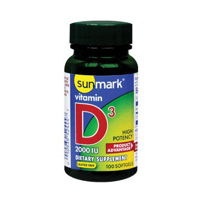 Picture of Vitamin Supplement sunmark® Vitamin D3 2000 IU Strength Softgel 100 per Bottle10939095376