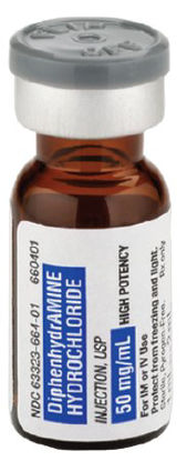Picture of Diphenhydramine HCl 50 mg / mL Injection Vial 1 mL63323066401