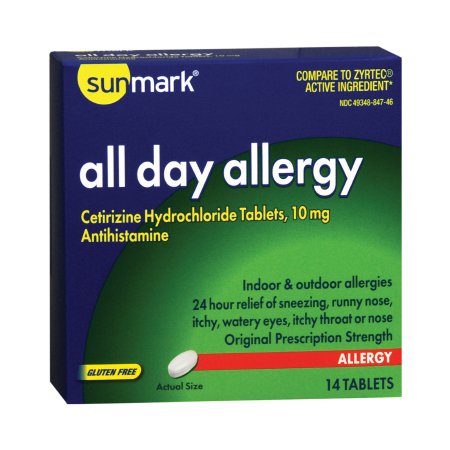 Picture of Allergy Relief sunmark® 10 mg Strength Tablet 14 per Box70677005701