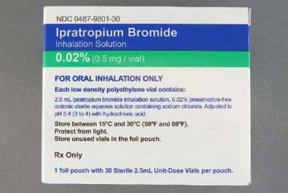 Picture of Ipratropium Bromide, Preservative Free 0.02%, 0.2 mg / mL Solution Vial 30 Vials00487980130