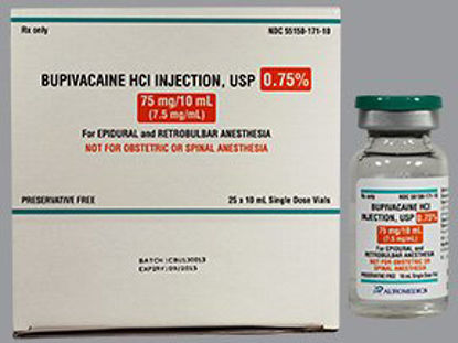 Picture of Bupivacaine HCl, Preservative Free 0.75%, 7.5 mg / mL Injection Single Dose Vial 10 mL55150017110