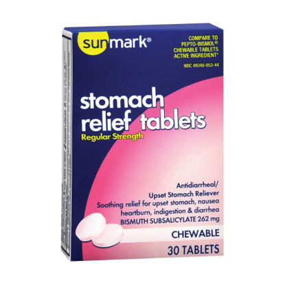 Picture of Anti-Diarrheal sunmark® 262 mg Strength Chewable Tablet 30 per Box49348095344