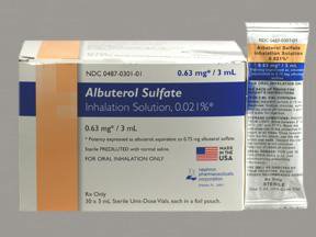 Picture of Albuterol Sulfate 0.63 mg / 3 mL Solution Nebulizer Vial 30 Vials00487030101