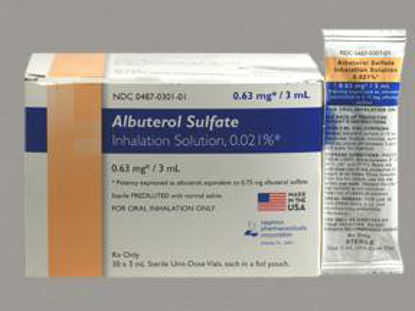 Picture of Albuterol Sulfate 0.63 mg / 3 mL Solution Nebulizer Vial 30 Vials00487030101