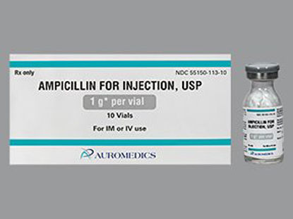 Picture of Ampicillin Sodium 1 Gram Injection Vial 10 Vials55150011310