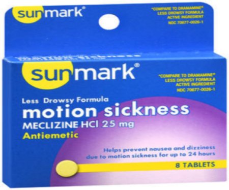 Picture of Nausea Relief sunmark® 25 mg Stength Tablet 8 per Box70677002601