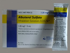 Picture of Albuterol Sulfate, Preservative Free 0.042%, 1.25 mg / 3 mL Solution Nebulizer Vial 30 Vials00487990401