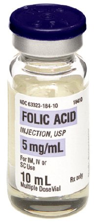 Picture of Folic Acid Folic Acid 5 mg / mL Injection Multiple Dose Vial 10 mL63323018410
