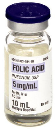 Picture of Folic Acid Folic Acid 5 mg / mL Injection Multiple Dose Vial 10 mL63323018410