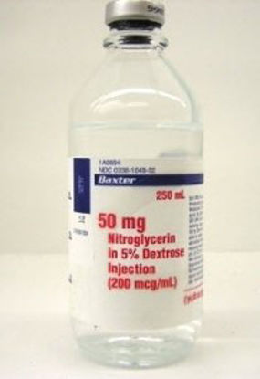 Picture of Nitroglycerin / Dextrose 5% 0.2 mg / mL Solution Infusion Bottle 250 mL1A0694