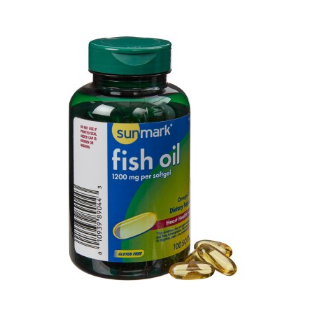 Picture of Omega 3 Supplement sunmark® Fish Oil 1200 mg Strength Softgel 100 per Bottle10939890404