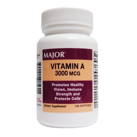 Picture of Vitamin Supplement Major® Vitamin A 3,000 mcg Strength Capsule 100 per Bottle00904208560