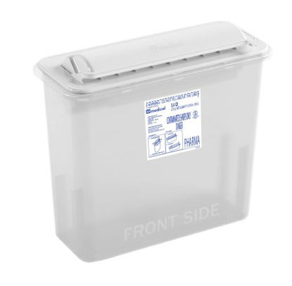 Picture of Pharmaceutical Waste Container AP Line 12 L X 4-1/2 W X 10-4/5 H Inch 5.4 Quart White Horizontal Entry Rotating LidFGAP5Q4WC001