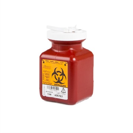 Picture of Sharps Container Sharps-Tainer® 5 H X 3-1/2 W X 3-1/2 D Inch 0.7 Quart Red Base / White Lid Vertical Entry Screw on Lid158
