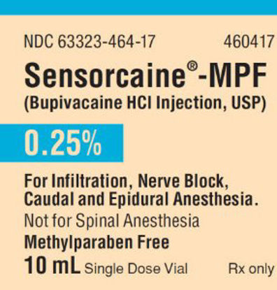 Picture of Sensorcaine® - MPF Bupivacaine HCl, Preservative Free 0.25%, 2.5 mg / mL Injection Single Dose Vial 10 mL63323046417