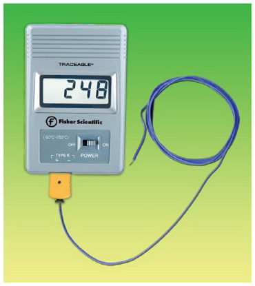 Picture of Digital Thermometer Fisherbrand™ Traceable® Fahrenheit / Celsius -58° to +1382° F (-50° to +750°C) Type K Beaded Probe Battery Operated1464981