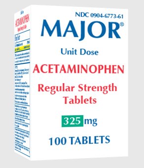Picture of Pain Relief Major® 325 mg Strength Acetaminophen Unit Dose Tablet 100 per Bottle00904677361