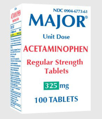 Picture of Pain Relief Major® 325 mg Strength Acetaminophen Unit Dose Tablet 100 per Bottle00904677361