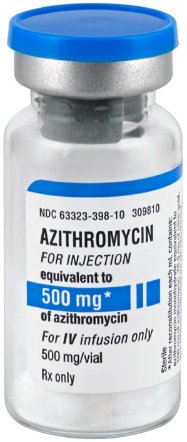 Picture of Azithromycin, Preservative Free 500 mg Injection Single Dose Vial 10 mL63323039810