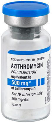 Picture of Azithromycin, Preservative Free 500 mg Injection Single Dose Vial 10 mL63323039810