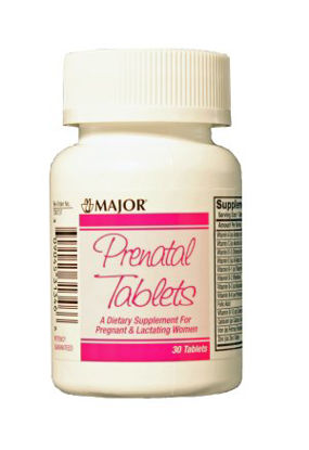 Picture of Prenatal Vitamin Supplement Major® Vitamin / Folic Acid 27 mg - 0.8 mg Strength Tablet 30 per Bottle00904531346