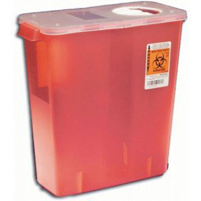 Picture of RCRA Waste Container SharpSafety™ 18 Gallon Black Base / White Lid Horizontal Entry Gasketed Hinged Lid8617U