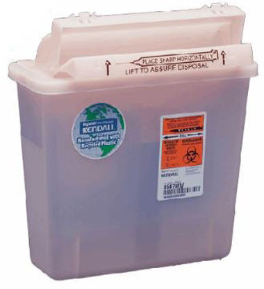 Picture of Sharps Container Renewables™ In-Room™ 12-1/2 H X 5-1/2 D X 10-3/4 W Inch 1.25 Gallon Translucent Base / Translucent Lid Horizontal Entry Counter Balanced Door Lid8507MW
