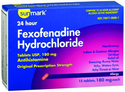 Picture of Allergy Relief sunmark® 180 mg Strength Tablet 15 per Box70677007401