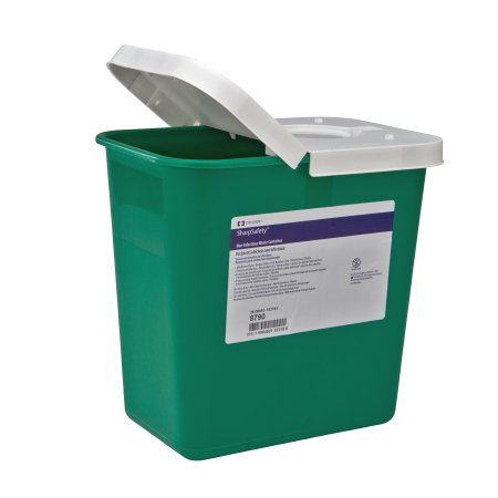 Picture of Waste Container EnviroStar™ 17-3/4 H X 11 W X 15-1/2 D Inch 8 Gallon Green Base / White Lid Vertical Entry Hinged Lid8781