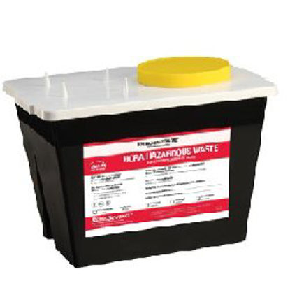 Picture of RCRA Waste Container Bemis™ Sentinel 9 H X 11-5/8 L X 7-3/4 W Inch 2 Gallon Black Base / White and Yellow Lid Gasketed Screw On Lid5002 070