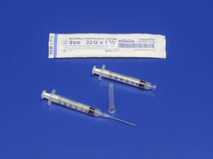 Picture of Syringe with Hypodermic Needle Monoject™ 3 mL 21 Gauge 1 Inch Detachable Needle Without Safety1180321100