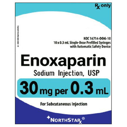 Picture of Enoxaparin Sodium, Preservative Free 30 mg / 0.3 mL Injection Prefilled Syringe 0.3 mL16714000610
