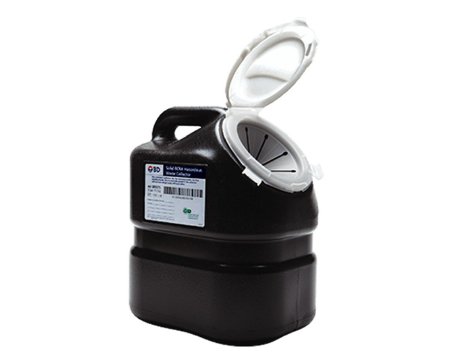 Picture of RCRA Waste Container Recykleen™ 12 H X 10-1/2 W X 7-1/2 D Inch 3 Gallon Black Base / White Lid Vertical Entry Hinged Snap On Lid305075