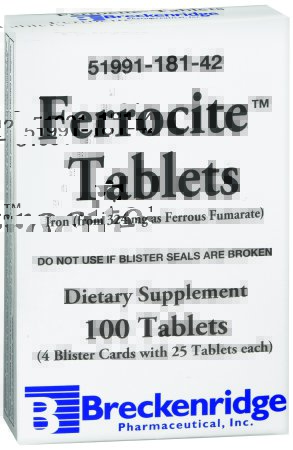 Picture of Ferrocite™ Iron Preparation Ferrous Fumarate 324 mg (106 mg) Tablet Blister Pack 100 Tablets51991018142