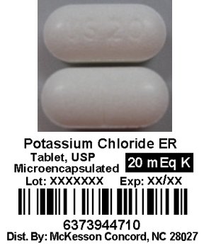 Picture of Replacement Preparation Potassium Chloride 20 mEq Tablet Blister Pack 100 Tablets63739044710