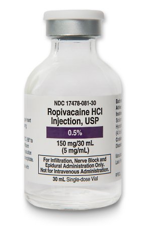 Picture of Ropivacaine HCl, Preservative Free 0.5%, 5 mg / mL Injection Single Dose Vial 30 mL17478008130