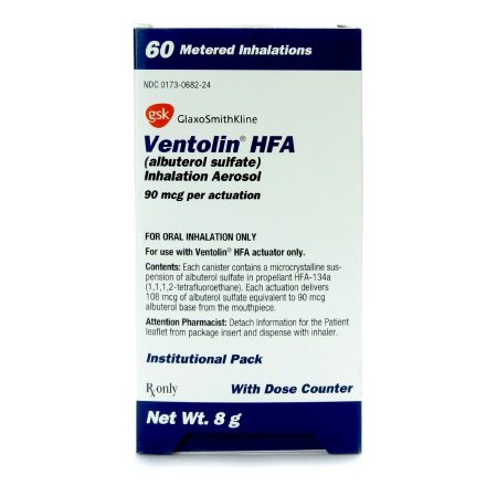 Picture of Ventolin™ HFA Albuterol Sulfate 90 mcg Aerosol Metered Dose Inhaler 60 Doses00173068224