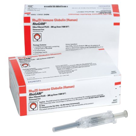 Picture of RhoGAM® Ultra-Filtered Plus Rho (D) Immune Globulin (Human), Preservative Free 1500 IU (300 mcg) Injection Prefilled Syringe 5 Syringes00562780505