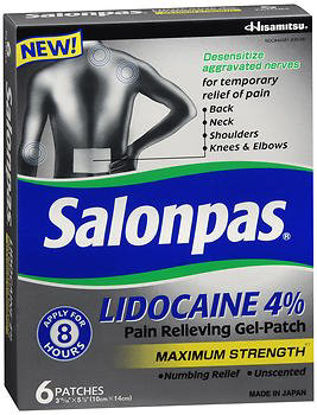 Picture of Topical Pain Relief Salonpas® 4% Strength Lidocaine Patch 6 per Box46581083006