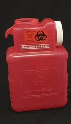 Picture of Sharps Container Leaktight 1.5 Gallon Red Base / White Lid Horizontal / Vertical Entry Screw On Lid2201-LPR