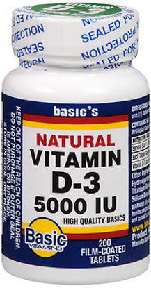 Picture of Vitamin Supplement Vitamin D3 5000 IU Strength Tablet 200 per Bottle30761017840