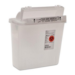 Picture of Sharps Container Novaplus® 1.25 Gallon Translucent Base / Translucent Lid Horizontal Entry Counter Balanced Door LidV8506