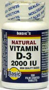 Picture of Dietary Supplement Basic's Vitamin D3 2,000 IU Strength Tablet 200 per Bottle30761016840