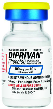 Picture of Diprivan® Propofol 1%, 10 mg / mL Injection Single Use Vial 10 mL63323026910