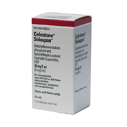 Picture of Celestone® Soluspan® Betamethasone Sodium Phosphate / Betamethasone Acetate 6 mg / mL Injection Multiple Dose Vial 5 mL00085432001