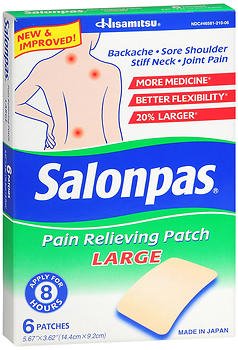 Picture of Topical Pain Relief Salonpas® 3.1% - 6% - 10% Strength Camphor / Menthol / Methyl Salicylate Patch 6 per Box46581021006