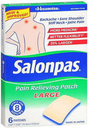 Picture of Topical Pain Relief Salonpas® 3.1% - 6% - 10% Strength Camphor / Menthol / Methyl Salicylate Patch 6 per Box46581021006