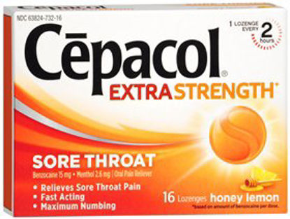 Picture of Sore Throat Relief Cepacol® Extra Strength 15 mg - 2.6 mg Strength Lozenge 16 per Box63824073216