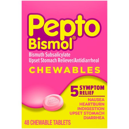 Picture of Anti-Diarrheal Pepto Bismol® 262 mg Strength Chewable Tablet 48 per Box37000047710