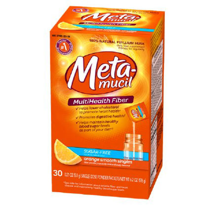 Picture of Fiber Supplement Metamucil® Orange Flavor Powder 30 per Box 3.4 Gram Strength Psyllium Husk37000002404